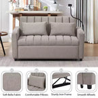 Divano Letto Estraibile con Schienale Regolabile, Chaise Longue Biposto con Porte USB e Portabicchieri