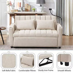 Divano Letto Estraibile con Schienale Regolabile, Chaise Longue Biposto con Porte USB e Portabicchieri