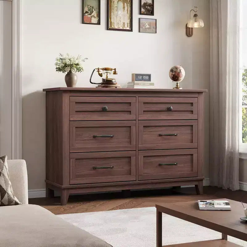 Comodino a 6 cassetti per camera da letto, Comò a 47 cassetti largo con contenitore autoportante, Cassettiera in legno per soggiorno, camera da letto, ingresso