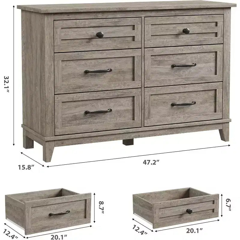 Comodino a 6 cassetti per camera da letto, Comò a 47 cassetti largo con contenitore autoportante, Cassettiera in legno per soggiorno, camera da letto, ingresso