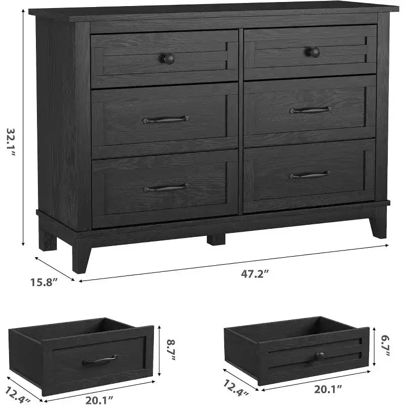 Comodino a 6 cassetti per camera da letto, Comò a 47 cassetti largo con contenitore autoportante, Cassettiera in legno per soggiorno, camera da letto, ingresso