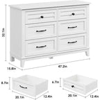Comodino a 6 cassetti per camera da letto, Comò a 47 cassetti largo con contenitore autoportante, Cassettiera in legno per soggiorno, camera da letto, ingresso