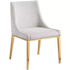 Meridian Furniture,Haines Beige Linen Textured Polyester Fabric Dining Chair