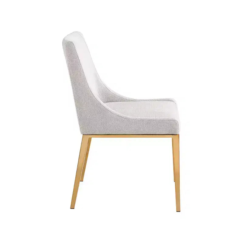 Sedia da pranzo in tessuto di poliestere testurizzato color lino beige
