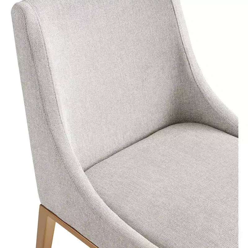 Sedia da pranzo in tessuto di poliestere testurizzato color lino beige