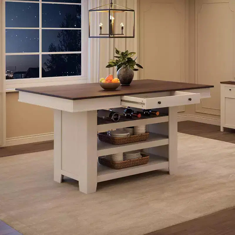 Tavolo da pranzo alto 60 cm con porta-bibite e ripiani, tavolo da bar alto da cucina in stile rustico, tavolo rettangolare alto per sala da pranzo o bar di casa