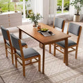 Compact Dining Table Set for 4, 5 Pieces Retro Wood Rectangle Dining Table Set with 4 with Upholstered Chair