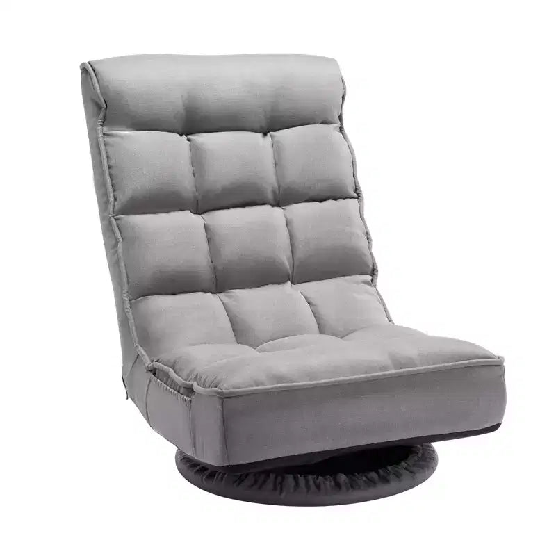 VEVOR Swivel Floor Gaming Chair, 360-Degree Rotating Floor Chair with 4 Adjustable Position Folding Backrest and Lumbar Support, Gray