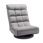 VEVOR Swivel Floor Gaming Chair, 360-Degree Rotating Floor Chair with 4 Adjustable Position Folding Backrest and Lumbar Support, Gray