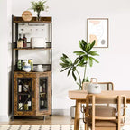 Mobile angolare TROPOW con presa di corrente e luce LED, mobile bar per caffè per bar di casa, mobile per liquori a 5 ripiani per casa, soggiorno, cucina