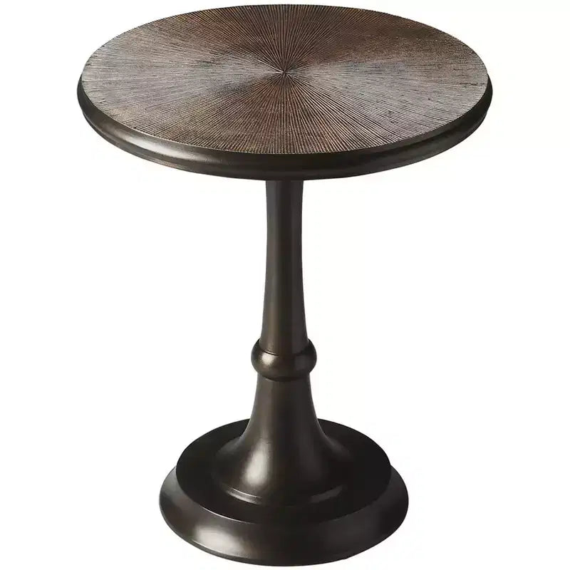 HomeRoots 22 Bronze Metal Round Pedestal End Table