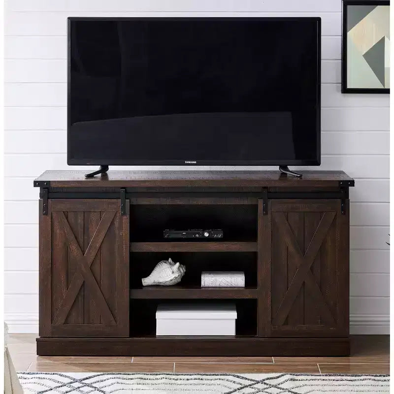 Farmhouse Sliding Barn Door TV Stand for TVs up to 60