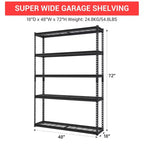 Scaffalatura da Garage 48, Capacità 2500 libbre, Scaffale per Carichi Pesanti per Garage, Ripiani Regolabili in Metallo, Scaffale Industriale a 5 Livelli per Ripostiglio