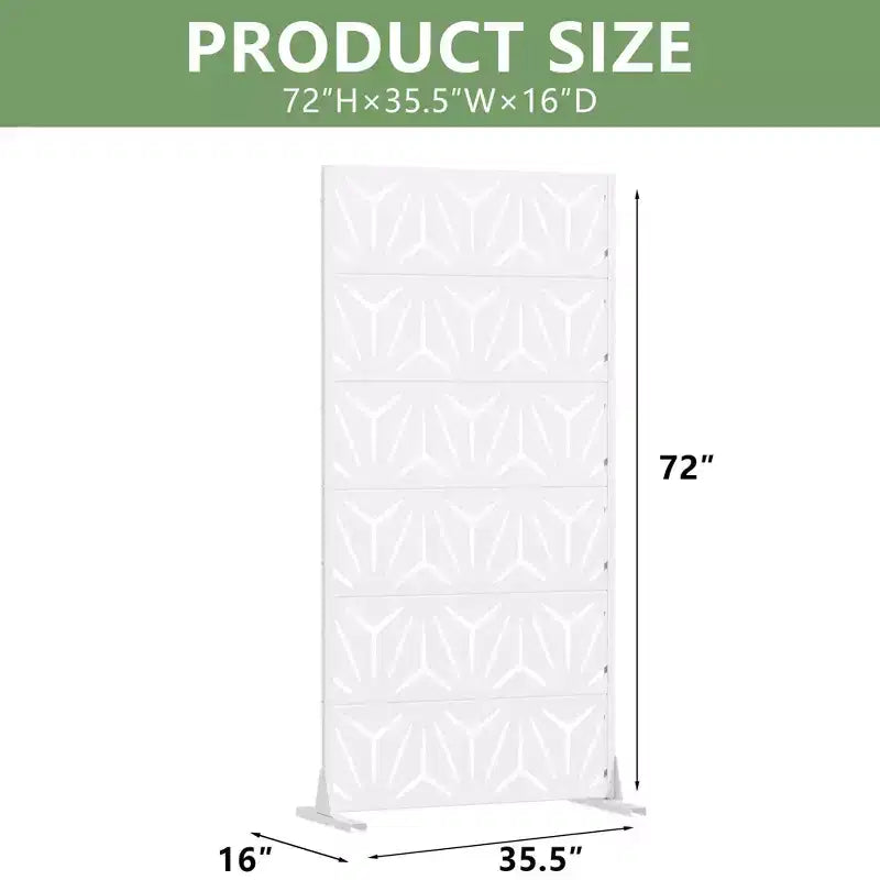 Divisorio per interni in acciaio zincato bianco, 72x35x16, Paravento Minimalista a 6 Pannelli per la Privacy