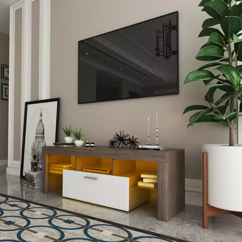 Mobile porta TV moderno da 51 con contenitore e ripiano in vetro