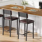 Set di 2 sgabelli da bar, sgabelli da bancone con schienale, in pelle PU imbottita e spesse gambe in metallo, sedie per isola cucina