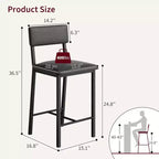 Set di 2 sgabelli da bar, sgabelli da bancone con schienale, in pelle PU imbottita e spesse gambe in metallo, sedie per isola cucina