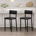 Set di 2 sgabelli da bar, sgabelli da bancone con schienale, in pelle PU imbottita e spesse gambe in metallo, sedie per isola cucina