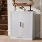 Mobile contenitore indipendente in legno bianco venato da 31x31x16 pollici per bagno o soggiorno