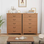Cassettiera a 5 cassetti per camera da letto, comodino a 5 cassetti marrone con elegante design a V, organizer in legno per soggiorno, cameretta dei bambini