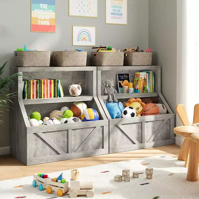 Libreria e Portagiochi per Bambini, Armadietto in Legno per Libri per Bambini, Grandi Scomparti per la Stanza dei Giochi, la Camera da Letto, la Stanza dei Bambini, l'Aula Scolastica