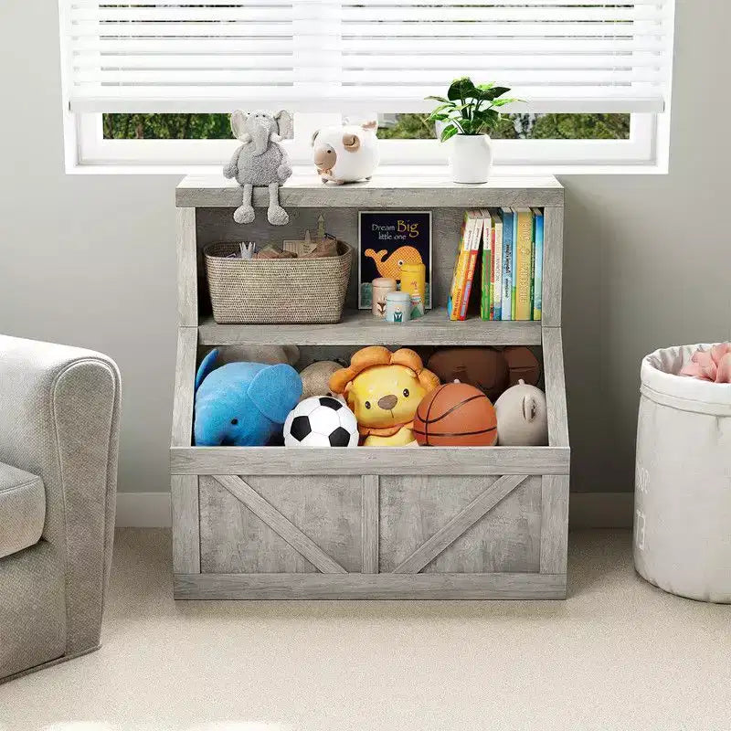 Libreria e Portagiochi per Bambini, Armadietto in Legno per Libri per Bambini, Grandi Scomparti per la Stanza dei Giochi, la Camera da Letto, la Stanza dei Bambini, l'Aula Scolastica
