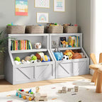Libreria e Portagiochi per Bambini, Armadietto in Legno per Libri per Bambini, Grandi Scomparti per la Stanza dei Giochi, la Camera da Letto, la Stanza dei Bambini, l'Aula Scolastica