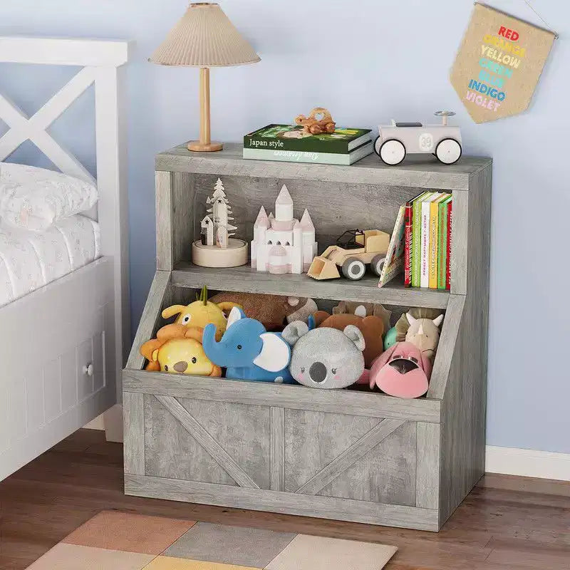 Libreria e Portagiochi per Bambini, Armadietto in Legno per Libri per Bambini, Grandi Scomparti per la Stanza dei Giochi, la Camera da Letto, la Stanza dei Bambini, l'Aula Scolastica