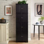 Armadietto alto 72,4" con 8 ante e 4 ripiani, libreria per soggiorno, cucina, sala da pranzo, ufficio, autoportante, nero