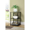 HomeStock Belmont Tall Glass 3 Tier End Table, Sleek Contemporary Accent Side Table with Glass Shelves for Storage and Display