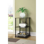 HomeStock Belmont Tall Glass 3 Tier End Table, Sleek Contemporary Accent Side Table with Glass Shelves for Storage and Display