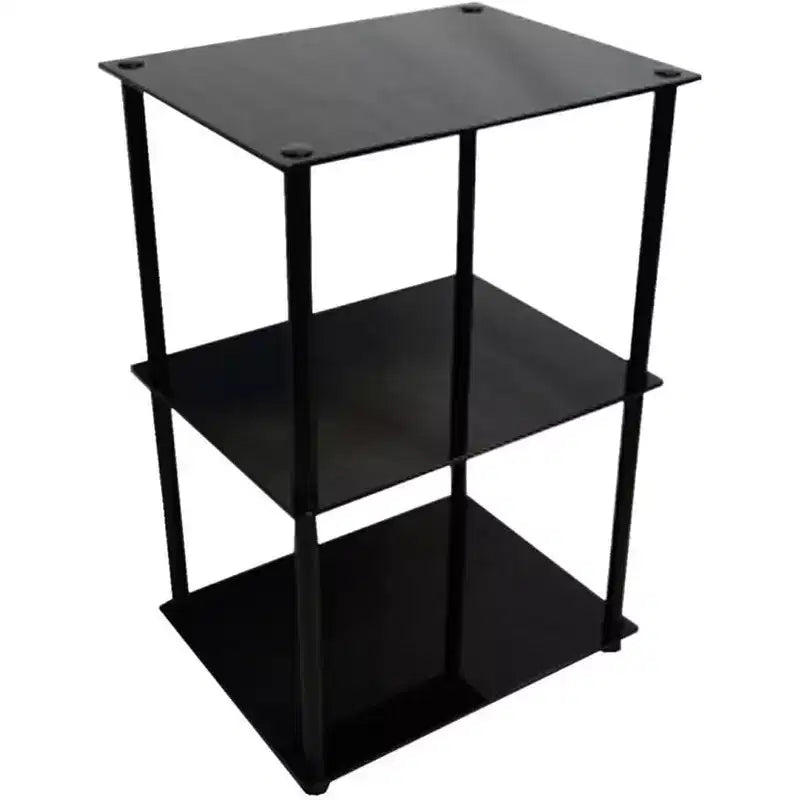Tavolino Moderno da Divano a 3 Ripiani in Vetro, Tavolino di Servizio Elegante con Ripiani in Vetro per Riporre e Esporre