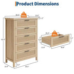 Comò a 5 cassetti scanalato, Comò a 5 cassetti, Cassettiera in legno con armadio contenitore per vestiti, Organizzatore cassetti, Mobile TV per camera da letto, Soggiorno