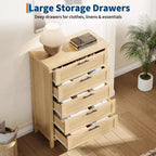 Comò a 5 cassetti scanalato, Comò a 5 cassetti, Cassettiera in legno con armadio contenitore per vestiti, Organizzatore cassetti, Mobile TV per camera da letto, Soggiorno
