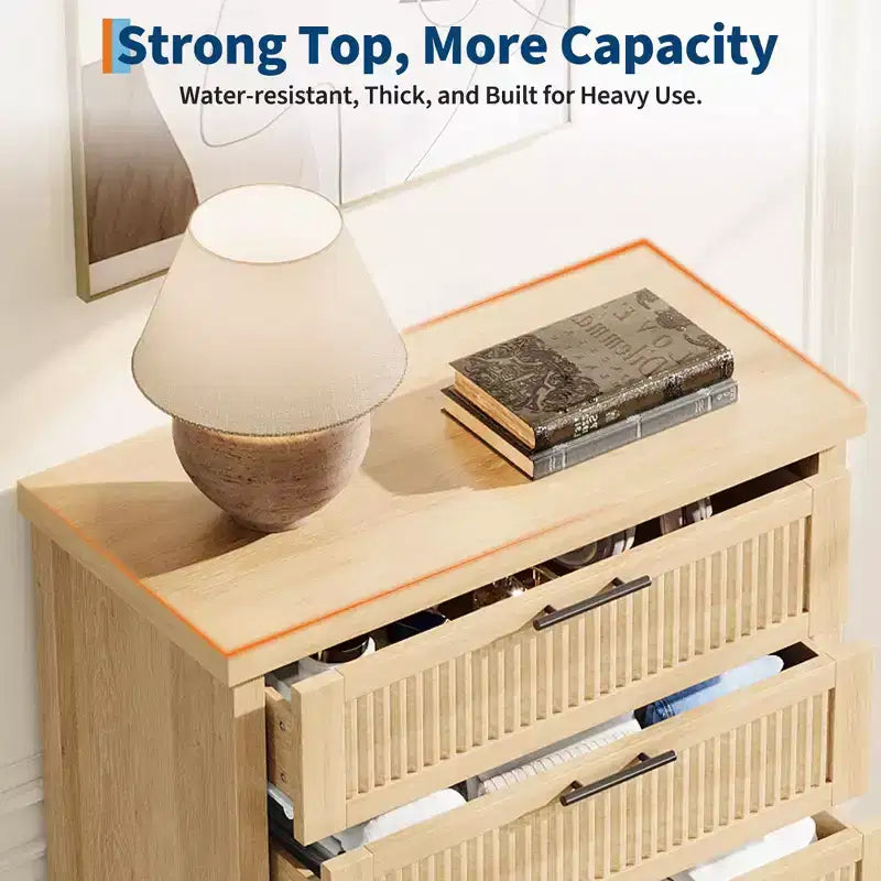 Comò a 5 cassetti scanalato, Comò a 5 cassetti, Cassettiera in legno con armadio contenitore per vestiti, Organizzatore cassetti, Mobile TV per camera da letto, Soggiorno