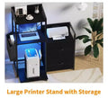COZONY 38 Industrial File Cabinet with LED Lights & Charging Station, 3-Tier Office Storage with Drawers for Printer, Fax, PC Tower & Supplies