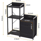 Mobiletto da ufficio industriale da 38 pollici con luci LED e stazione di ricarica, mobiletto a 3 ripiani con cassetti per stampante, fax, PC tower e forniture