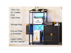 Mobiletto da ufficio industriale da 38 pollici con luci LED e stazione di ricarica, mobiletto a 3 ripiani con cassetti per stampante, fax, PC tower e forniture