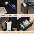Mobiletto da ufficio industriale da 38 pollici con luci LED e stazione di ricarica, mobiletto a 3 ripiani con cassetti per stampante, fax, PC tower e forniture