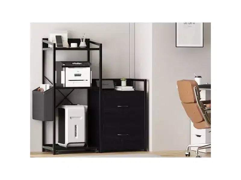 Mobiletto da ufficio industriale da 38 pollici con luci LED e stazione di ricarica, mobiletto a 3 ripiani con cassetti per stampante, fax, PC tower e forniture