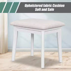 Toeletta Moderna Okak con Specchio a Scomparsa e LED/Sgabello, Scrivania da Trucco Contenitiva con Cassetti/Armadietti, Classica Tavola da Trucco per Camere da Letto