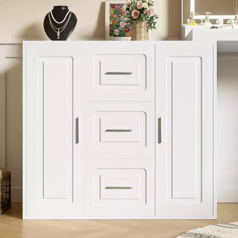 Toeletta Moderna Okak con Specchio a Scomparsa e LED/Sgabello, Scrivania da Trucco Contenitiva con Cassetti/Armadietti, Classica Tavola da Trucco per Camere da Letto