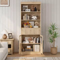 Tall Pantry Cabinet with Glass Doors, 70 Kitchen Storage Cabinet with Drawer and Adjustable Shelves