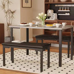 Set tavolo da pranzo 43.3 per 4, tavolo da cucina rettangolare 3 pezzi con 2 panche imbottite, set da pranzo salvaspazio per appartamento