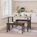 Set tavolo da pranzo 43.3 per 4, tavolo da cucina rettangolare 3 pezzi con 2 panche imbottite, set da pranzo salvaspazio per appartamento