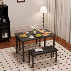 Set tavolo da pranzo 43.3 per 4, tavolo da cucina rettangolare 3 pezzi con 2 panche imbottite, set da pranzo salvaspazio per appartamento