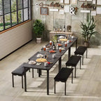 Set tavolo da pranzo 43.3 per 4, tavolo da cucina rettangolare 3 pezzi con 2 panche imbottite, set da pranzo salvaspazio per appartamento