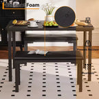 Set tavolo da pranzo 43.3 per 4, tavolo da cucina rettangolare 3 pezzi con 2 panche imbottite, set da pranzo salvaspazio per appartamento