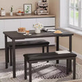 COZONY 43.3 Dining Table Set for 4, 3 Piece Rectangular Kitchen Table with 2 Upholstered Benches, Space-Saving Dining Room Set for Apartment