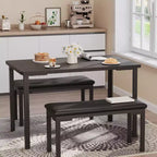COZONY 43.3 Dining Table Set for 4, 3 Piece Rectangular Kitchen Table with 2 Upholstered Benches, Space-Saving Dining Room Set for Apartment